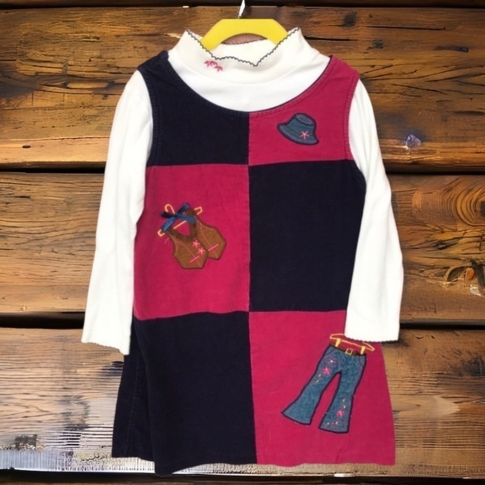Vintage Rare Editions Cowgirl Corduroy Jumper Dress Set Girls Size 6